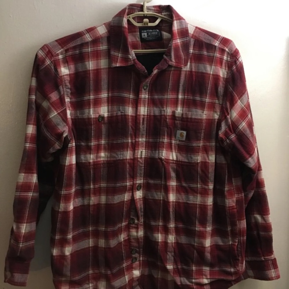 Carhartt XL Rugged Flex Relaxed Fit Midweight Flannel Fleece Lined Shirt Jacket